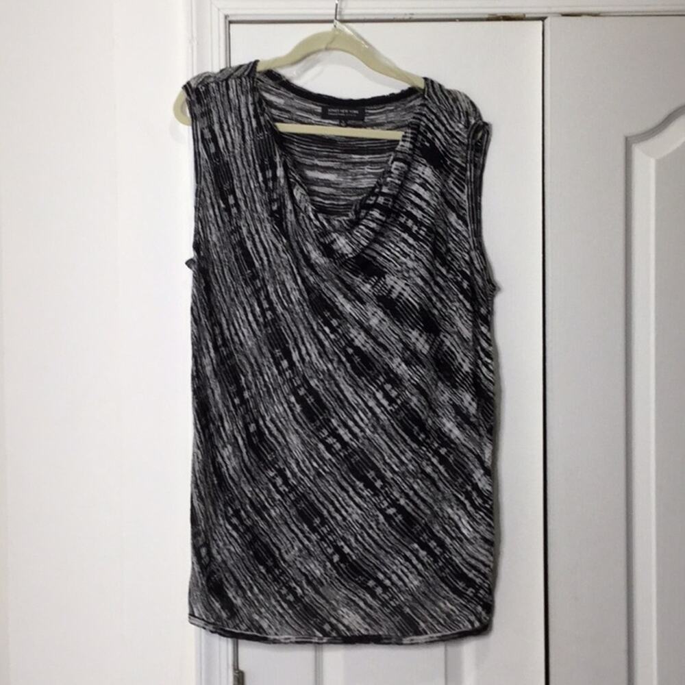 Jones New York 1x knit long black white woven nwot